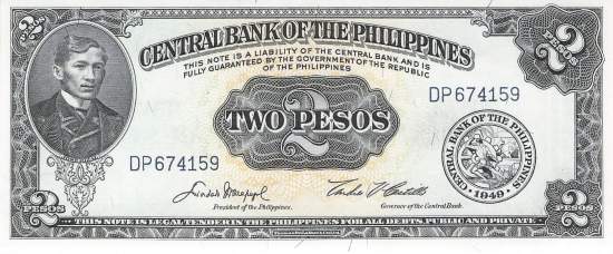 Philippinen 2 Pesos 1949 p134d